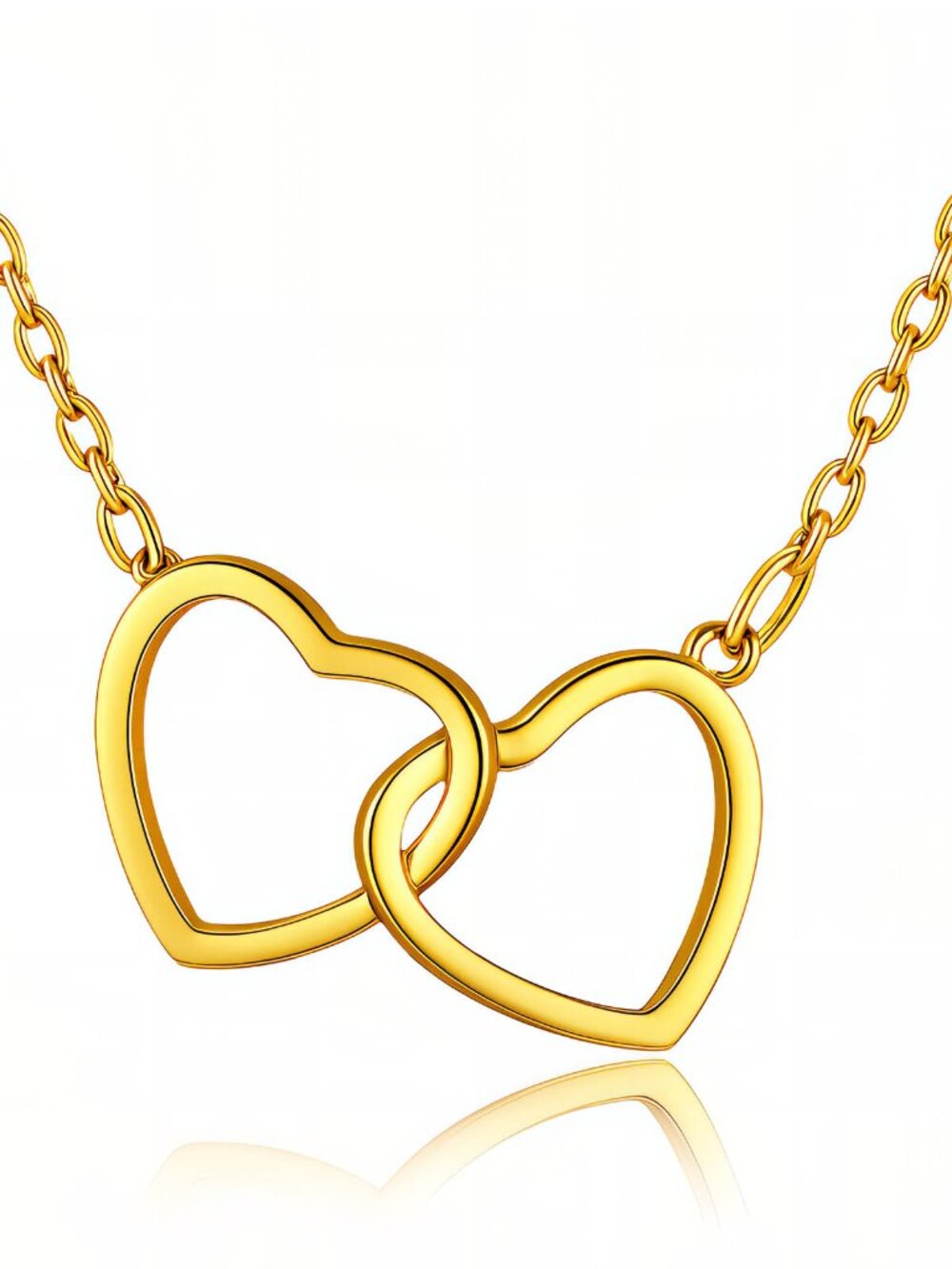 "Hearts" Necklace, 18K Gold Plated Steel